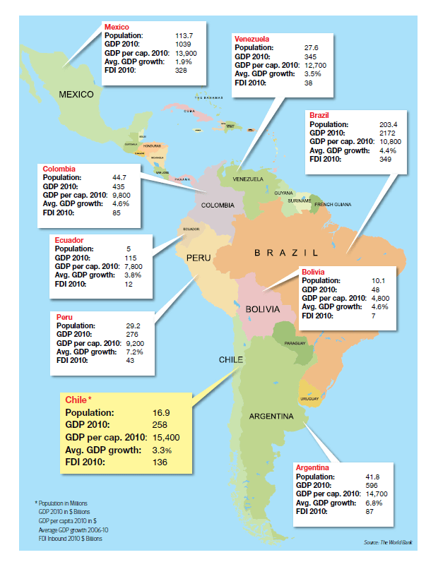 Map Of Latin America With Names And Capitals