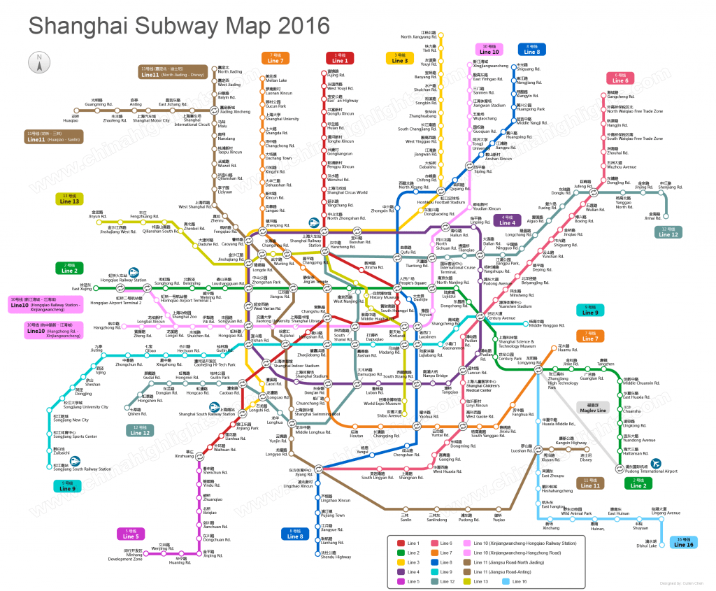 Shanghai Subway Map 2016 | TopForeignStocks.com