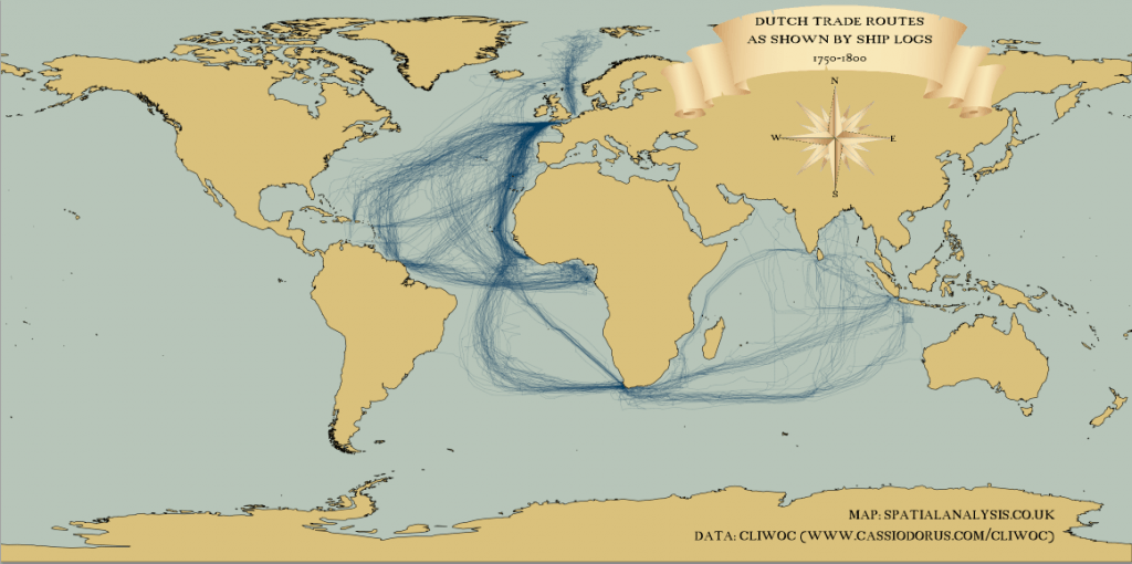 British, Spanish and Dutch Shipping Route 1750-1800: Maps ...