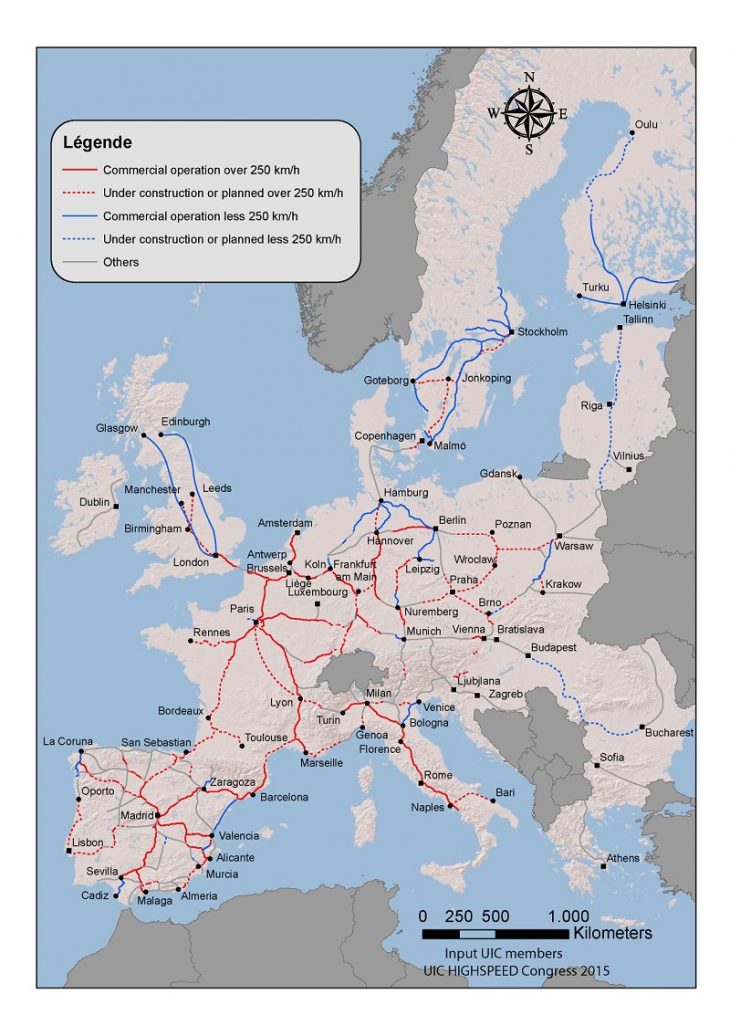 HighSpeed Rail Network Map of Europe