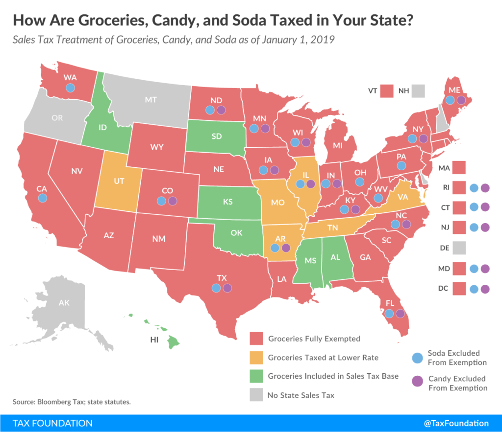 Sales Tax on Grocery Items by State Chart